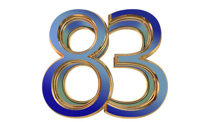 Blue gold 3d number element for design