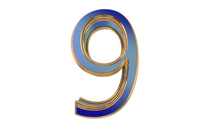 Blue gold 3d number element for design