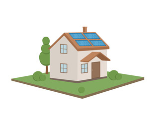 Green Energy and Eco Friendly Modern House vector illustration