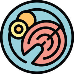 Fried fish icon outline vector. Paleo diet. Vegan free color flat