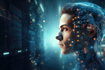 concept of machine learning , AI and Cyber technology