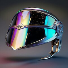 Futuristic visor hairpin with holographic panels