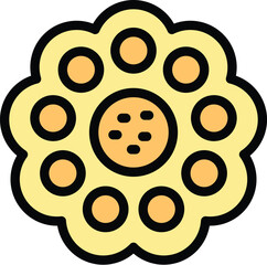 Fototapeta premium Sugar cracker icon outline vector. Food biscuit. Snack cake color flat