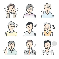 2306ISアイコンセット肩上困惑ポーズあり男性カラーol