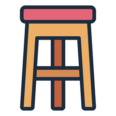 Chair furniture Stool filled line icon