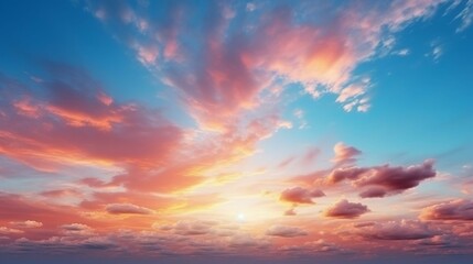 Naklejka na ściany i meble background Dramatic sunset sky over the horizon