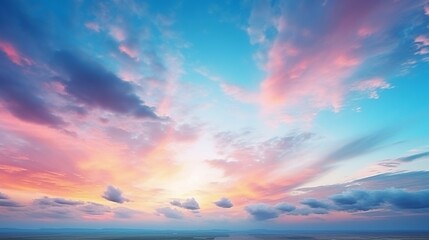 Naklejka na ściany i meble background Dramatic sunset sky over the horizon