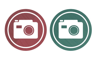 red and green camera icon symbol with texture
