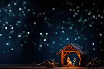 Christmas Nativity with Copy Space created with Generative AI technology