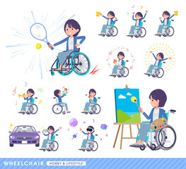 車椅子に乗る広報担当女性のセット