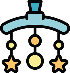 Baby crib toy icon outline vector. Childcare education. Service teacher color flat
