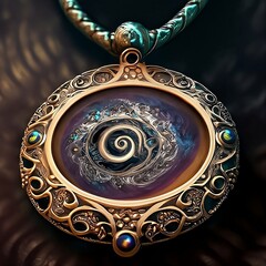 Interdimensional portal necklace with swirling vortex design