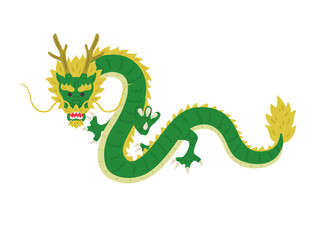 飛んでいる、正面を向いた龍のイラスト