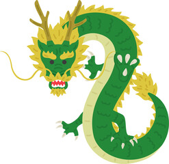 正面を向いた、龍のイラスト