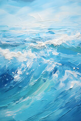 Fototapeta na wymiar Ocean in heavy brush stroke acrylic paint