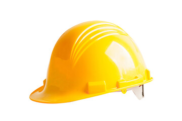 Fototapeta premium Yellow helmet isolated on white background with clipping path, protect to safety for engineer in construction site.
