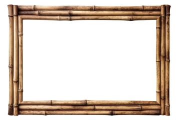 Empty horizontal bamboo frame isolated on  transparent background