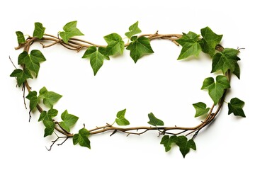 Fototapeta premium Shrub vine or cayratia three-tailed wild vine or Cayratia trifolia, bush ivy vine plant, forest border nature frame isolated on white background