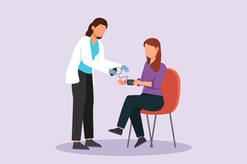 Obraz premium Medical personnel consulting patient concept. Colored flat vector illustration isolated. 