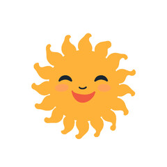 Cute Sun isolated on white background. Vector illustration