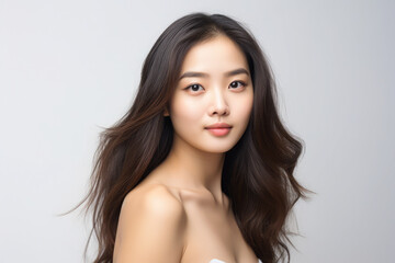 Obraz na płótnie Canvas Portrait of Beautiful Asian Woman with her Smooth skin