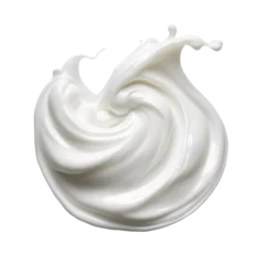 Gordijnen Yogurt wave swirl splash isolated on a transparent background. © zeenika