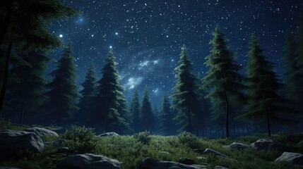 Fototapeta na wymiar night forest in the forest