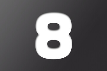 Black paper font number 8 isolated on transparent background.