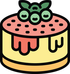 Sweet pie icon outline vector. Sweet cake. Cherry piece color flat