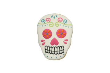 PNG, skull painted in mexican style, isolated on white background.