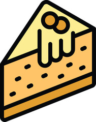 Dessert cake icon outline vector. Cheese slice. Food cream color flat