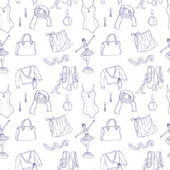 Elegant pattern of women's clothing in ballerinas style on white background © Mariia