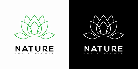 Vector minimalist lotus flower logo icon design