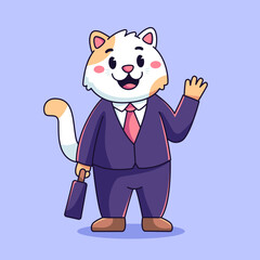 Business cat cartoon vector