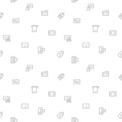 Seamless pattern with Ticket icon on white background. Included the icons as shopping, e-commerce, sales, transport, travel, label, coupon, paper, seat, pass And Other Elements.