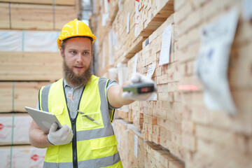 Warehouse workers checking the inventory. Products on inventory shelves storage. Worker Doing Inventory in Warehouse. Dispatcher in uniform making inventory in storehouse. supply chain concept