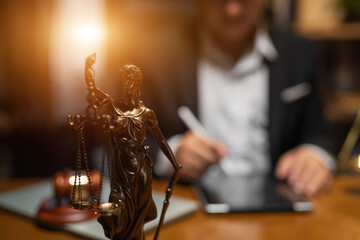 Lawyers having  Concepts of  Legal services at the law office work Legal advice online on computer labor law