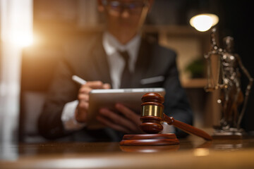 Lawyers having  Concepts of  Legal services at the law office work Legal advice online on computer labor law