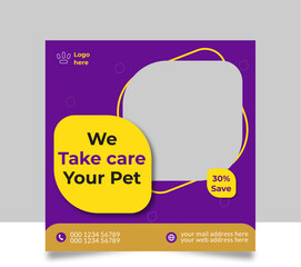 Pet Care Social Media Post Design Template