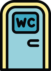 Wc door icon outline vector. Female room. Toilet restroom color flat