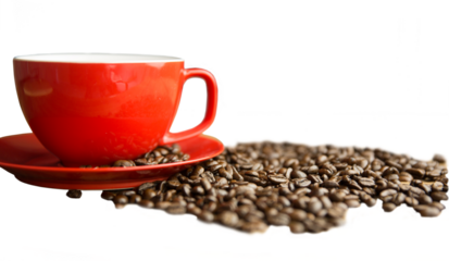 Digital png illustration of red cup of coffee on transparent background