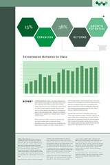 Digital png of text, data and graph on investment returns report template on transparent background