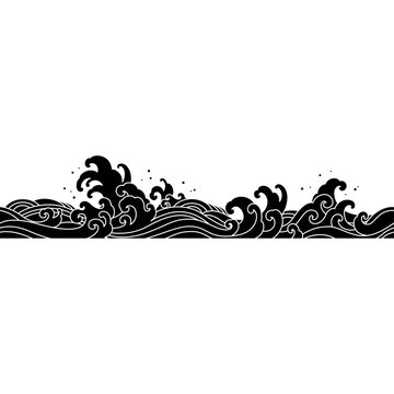 recommend clip art: japan ocean wave seamless pattern silhouette for decoration,background,document,printing,ornament,pattern,etc