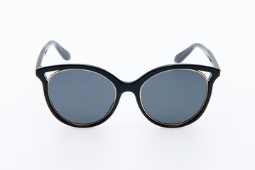 Fashion sunglasses black frames on the white background.