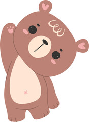 Cute bear, kawaii baby animal woodland cartoon doodle flat design.