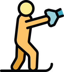 Water ski icon outline vector. Sport summer. Sea vacation color flat