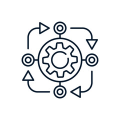 The concept of a control and distribution center. vector linear icon isolated on white background.
