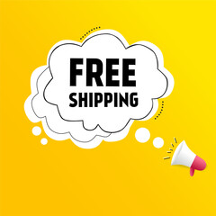 Speech bubble megaphone icon. Free shipping.