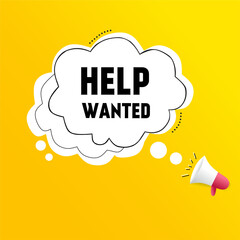 Help wanted sign. Flat style vector illustration.