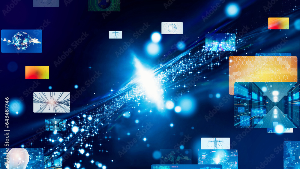 Aufkleber galaxy and digital contents concept. cloud computing.